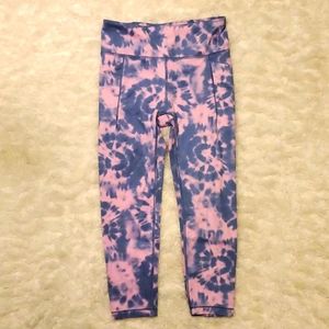 Athleta Girls XL Size 14 Tiedye Pink blue-gray Capri athletic pants